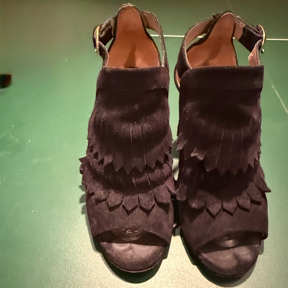 M Gemi Hand Crafted in Italy Elegant Black Fringe Women's Shoes